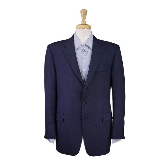 Hickey Freeman Blue Blazer Houndstooth Wool Sportcoat Jacket 40R - Picture 1 of 8